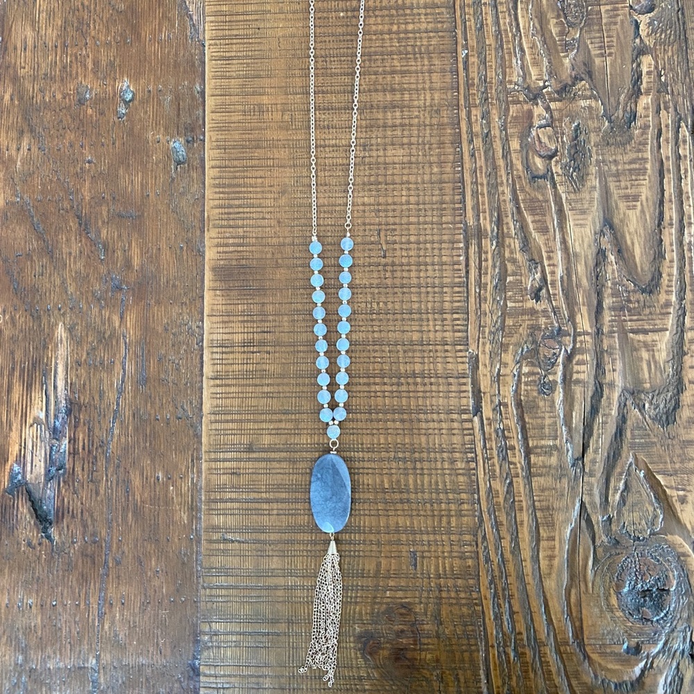 Francesca’s long tassel necklace